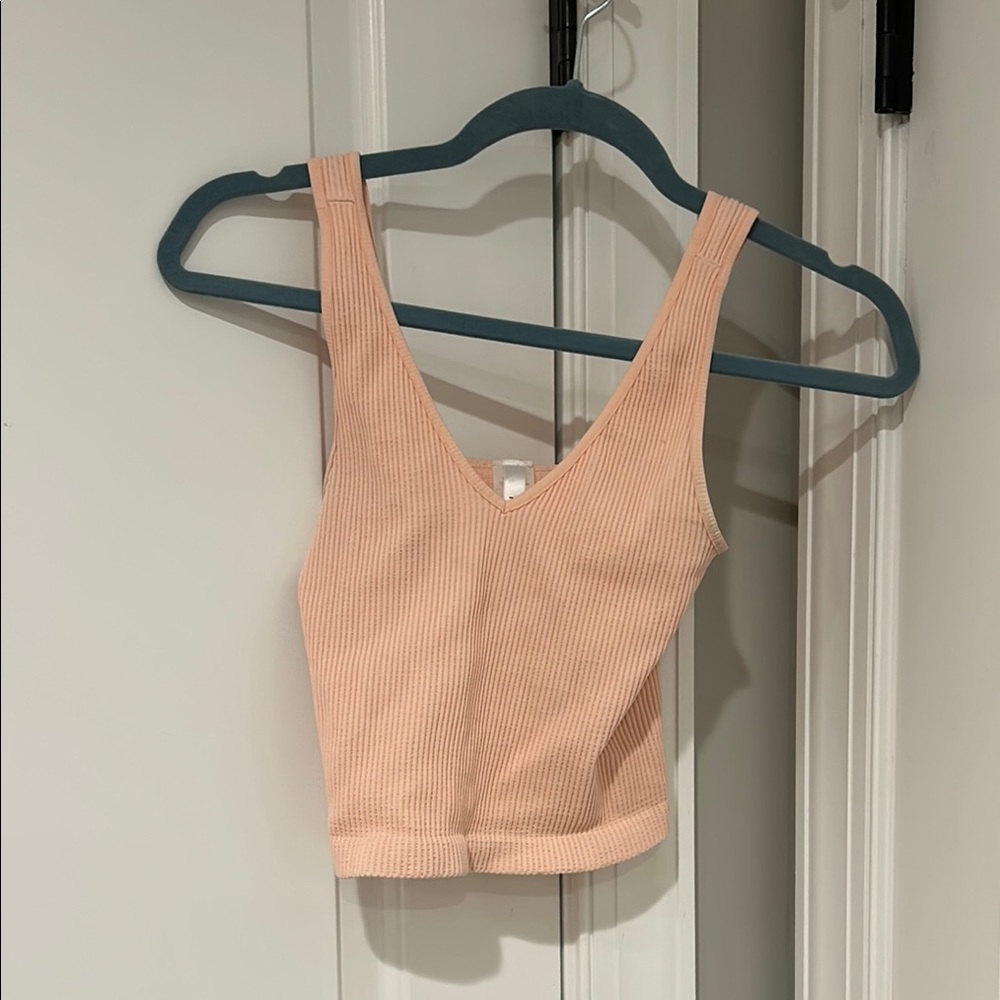 Peach Ribbed Knit Tank Top